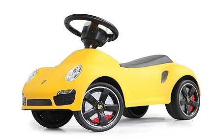 Jamara 460210 - Rutscher Porsche 911 gelb – Kippschutz, Flüsterreifen, echte Scheinwerferattrappen, Hupe am griffigen Lenkrad