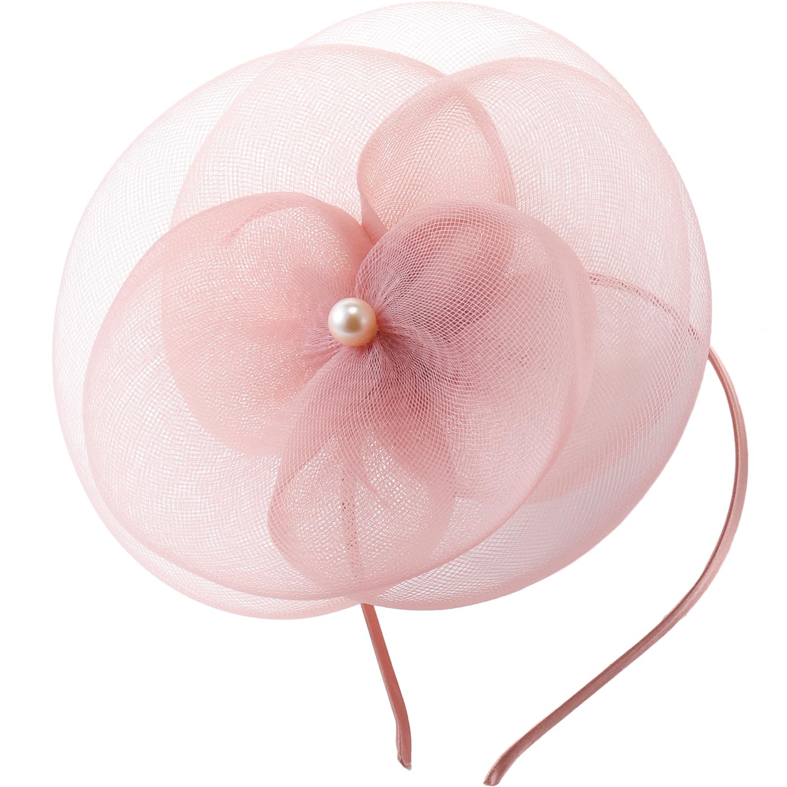Photo 1 of Zeyune Fascinators Hats for Women Tea Party Elegant Headband Derby Hats with Hair Clip for Wedding Bride Party(Pink)