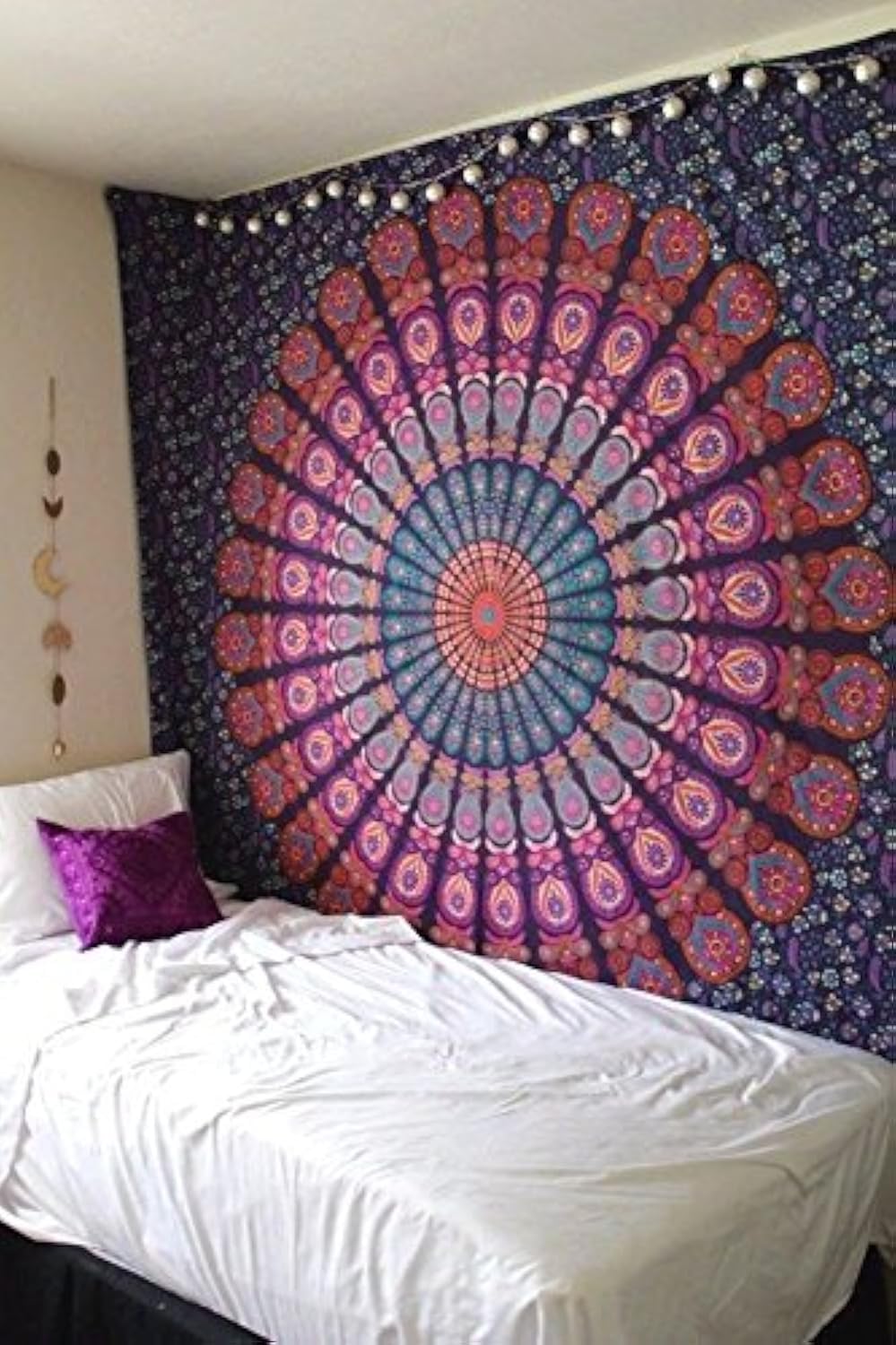 Popular Handicrafts Tapestry Wall Hanging Hippie Mandala Bohemian Hippy Psychedelic Design Indian Tapestries Bedspread 84 x 90 Inches (215cm x 230cm) Red Yellow