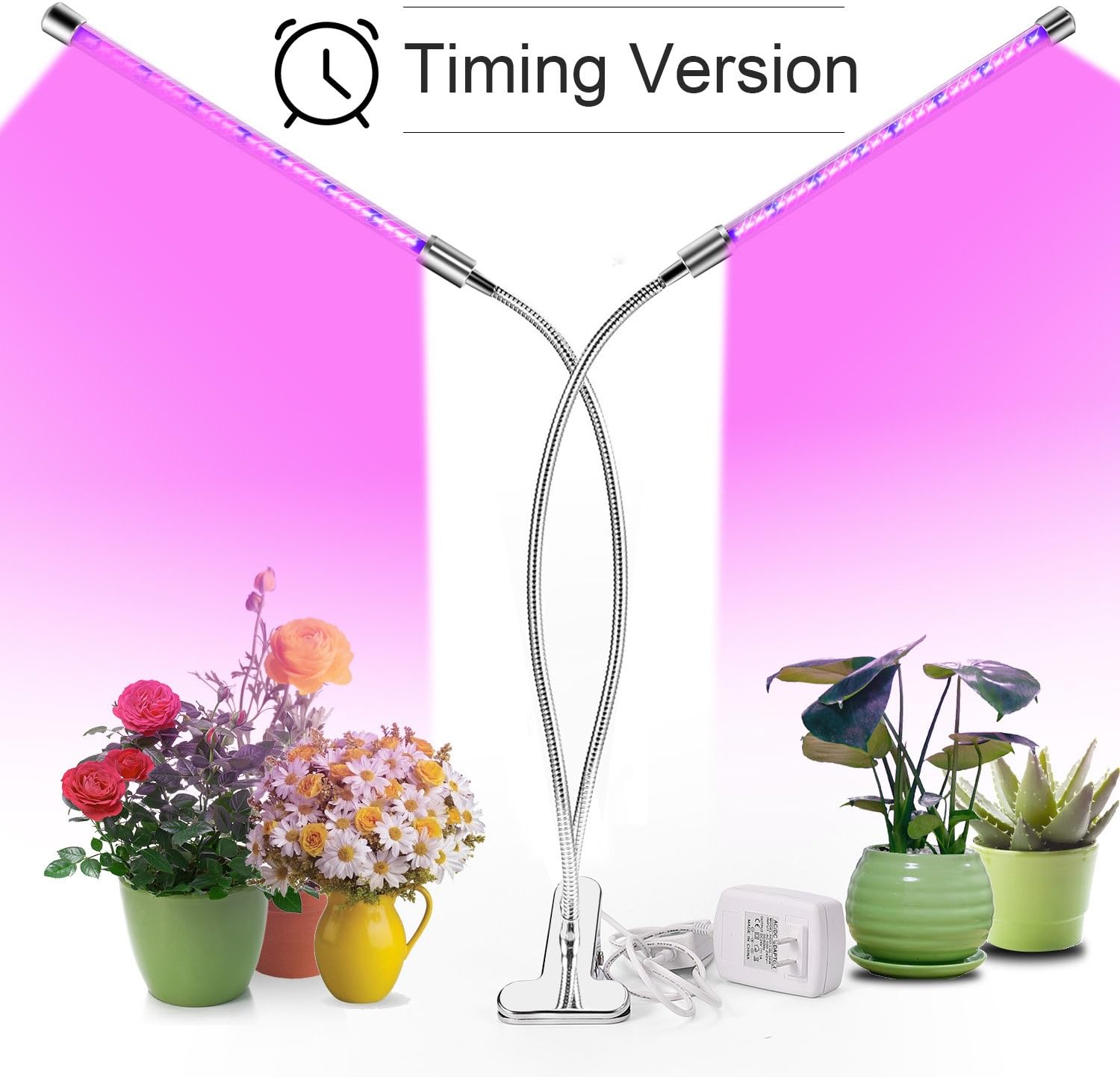 Plant Grow Light, MOCRUX[2018 Upgraded]25W 56 LED Plant Lamp,360 Degree Adjustable Gooseneck 8/12/16H Timer for Indoor Plants,Full Spectrum 3 Lighting Modes 7 Dimmable Levels,Timing Function