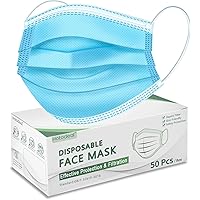 Hotodeal 50 Pcs Disposable Face Masks, Breathable Face Mask 3 Layer Facemask, Lightweight Facial Masks for Adult, Men…