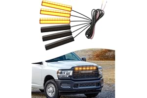 OKLSG 6pcs LED Grill Lights for 2025 2024-2019 Dodge Ram Grille Raptor Lights Ram 1500 2500 3500 Accessories Warning Lamp Front Grille Trims (Yellow)