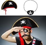 Jc.upin Pirate Hat Eye Patch Costume Set Kids Boys Girls Adults Caribbean view 2