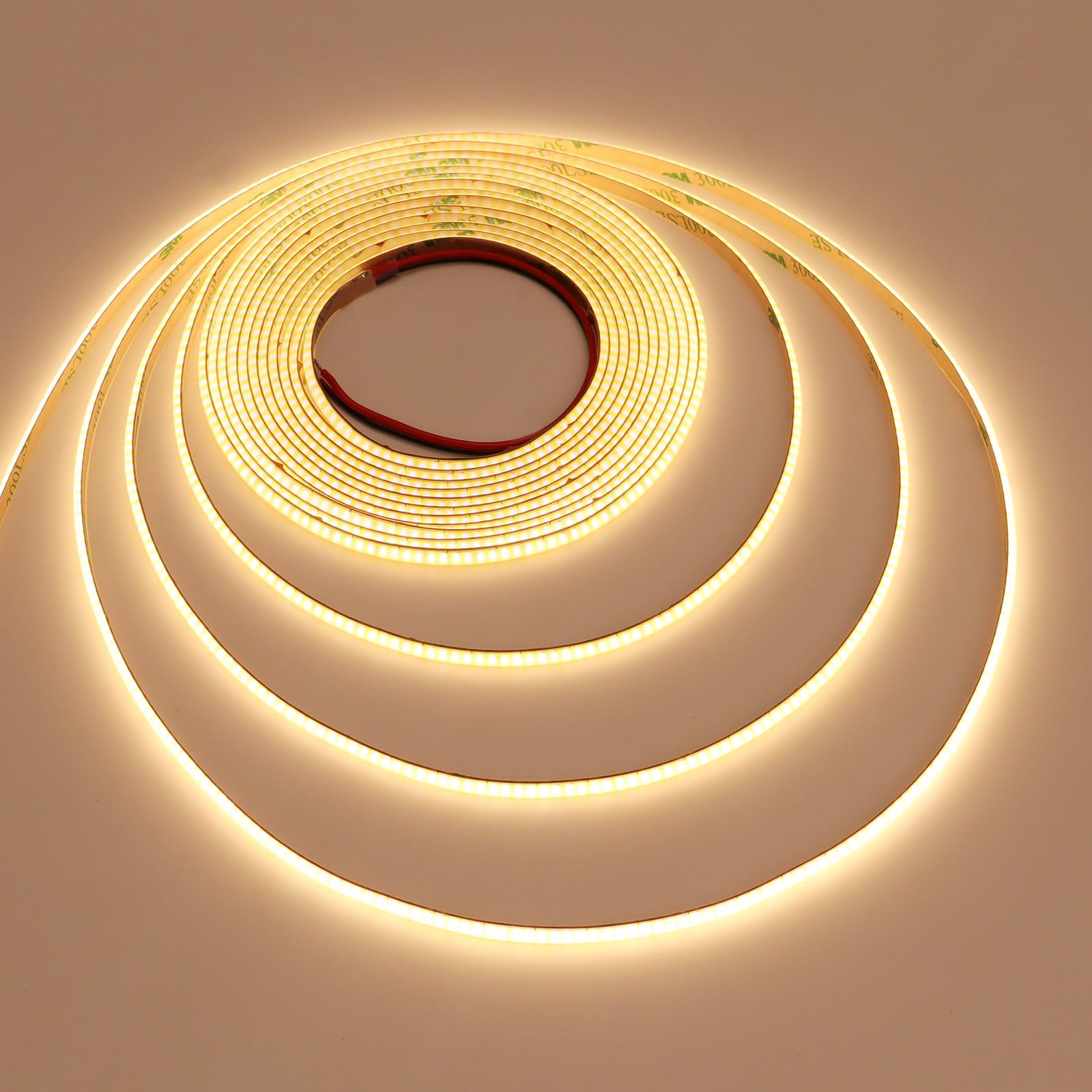 TOPAI 5V COB LED Strip 5M, 3000K Warm White LED Strip Lights, Narrow 5mm Width, CRI>90, Cuttable, Flexible, 400LEDs/M Uniform LED Tape for Room Cabinet Home DIY Lighting Projects