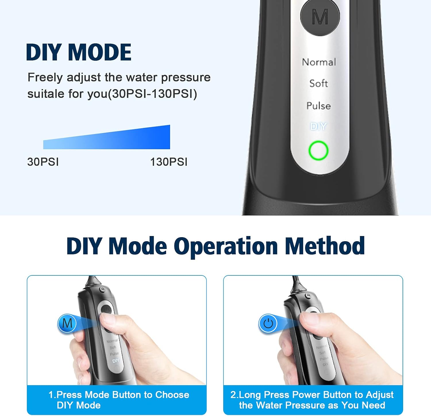 Water Flosser Cordless, KUSKER Portable Dental Oral Irrigator for Teeth, 4 Modes and 4 Jet Tips, IPX7 Waterproof, Rechargeable for 30-Days Use, Home, Travel, Braces, Bridges Care: Health & Personal Care