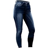 HORZE Kaia Full Seat Silicone Grip Denim Breeches - High Waist Riding Pants | High-waist denim breeches with full-seat silicone grip - flattering fit, serious stick, all-day stretch from barn to street.