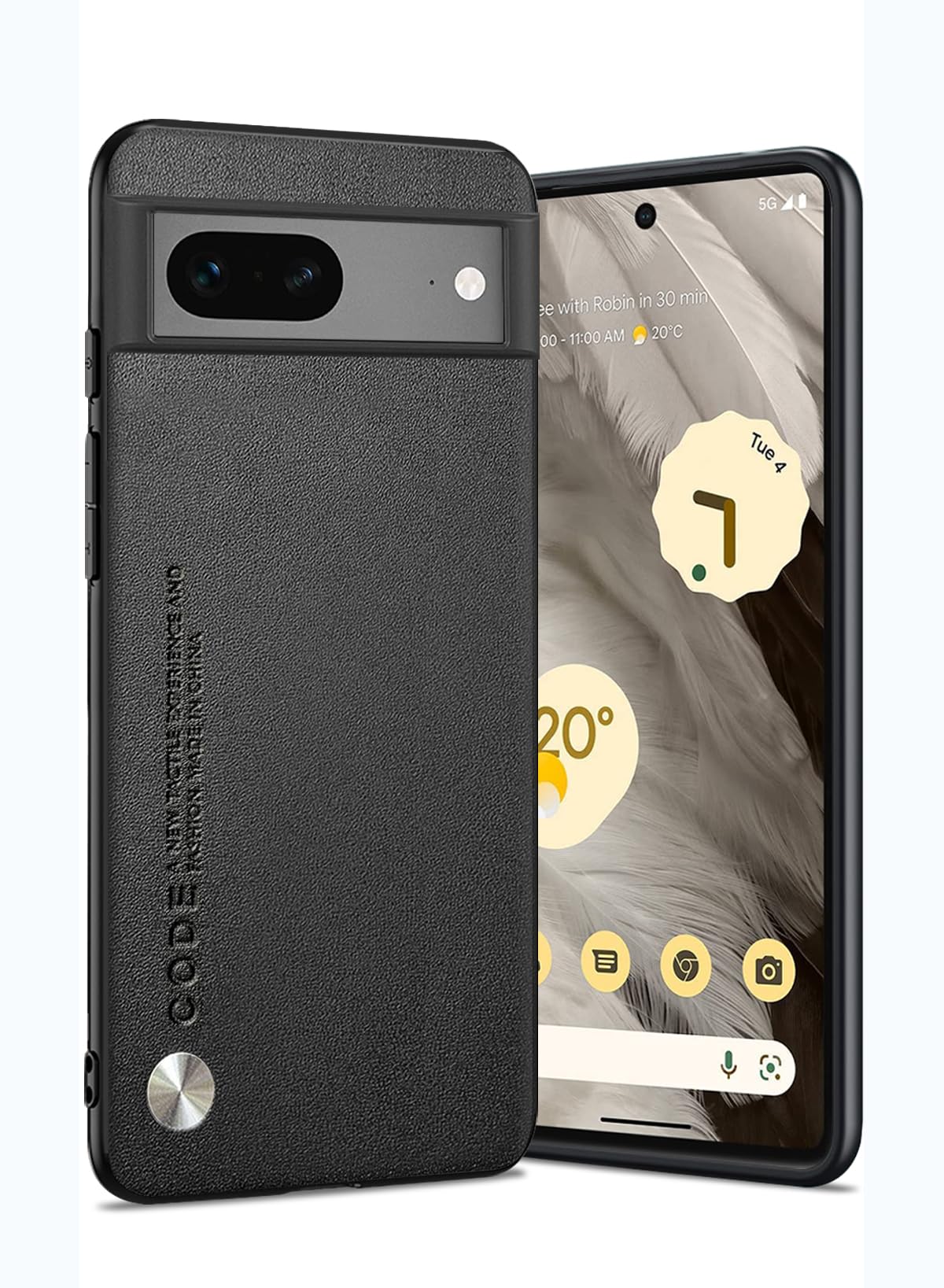 Puxssul Case for Google Pixel 7, Soft TPU Faux Leather Case, Extremely Lightweight Ultralight Leather Camera Case for Google Pixel 7 (Black)