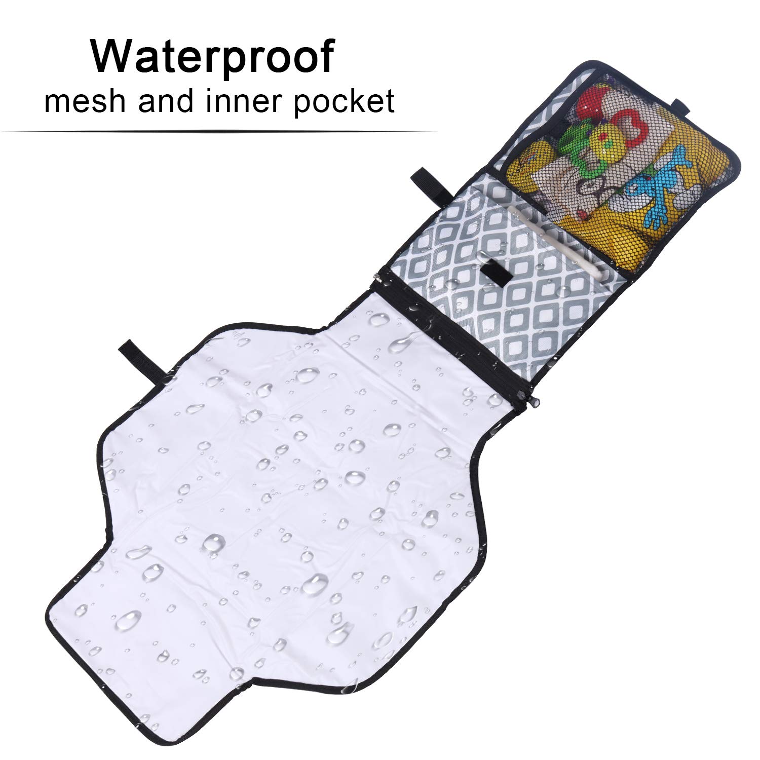 Portable Changing Pad, Diaper Clutch Kit, Travel Foldable Station Mat for Baby Diapering, Waterproof Lightweight Cushion for Toddlers, Infants or Newborns