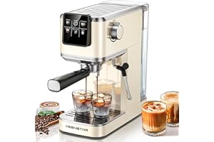 KEENSTAR 20Bar Espresso Machine with Rapid Cold Brew, Hot & Iced Coffee Machine, Espresso Maker with Milk Frother Steam Wand, Touch Screen with 40oz Water Tank for Latte, Cappuccino, Gift