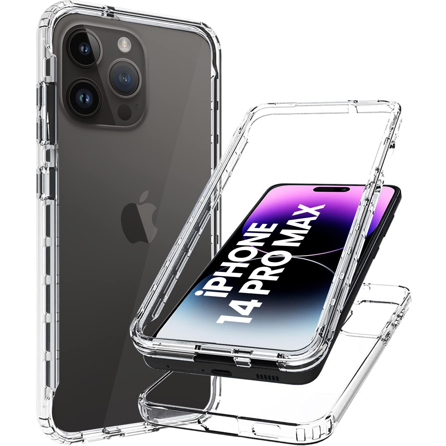 DN-Technology For iPhone 14 Pro Max Case Clear 360 Front and Back [Full Body Protection] [Anti-Scratch] Shockproof Slim Transparent TPU Phone Cover 6.7 inch — image 1