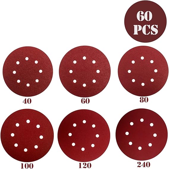 180mm 7 inch Sanding Discs 60 Pcs Sandpaper Sand Discs Pads for