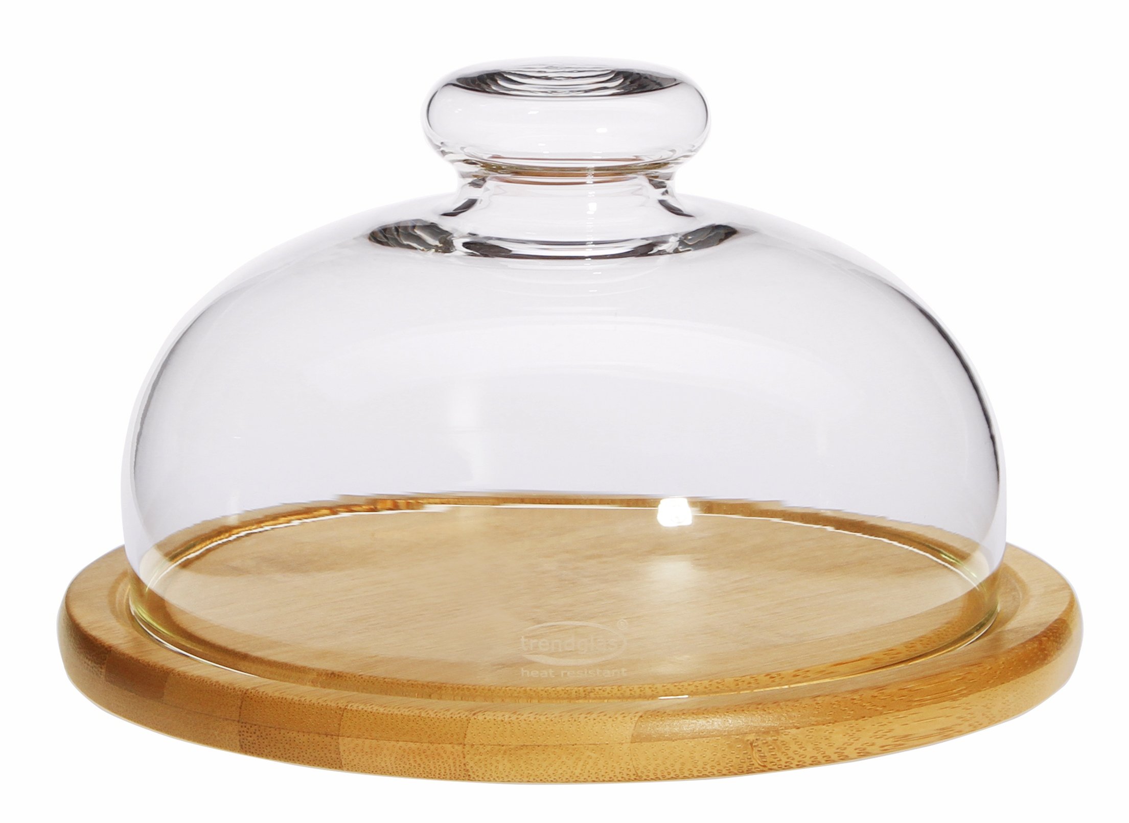 trendglas JENA Cheese Dome-W with Wooden Board, Diameter-21 Cm, Other, One Size