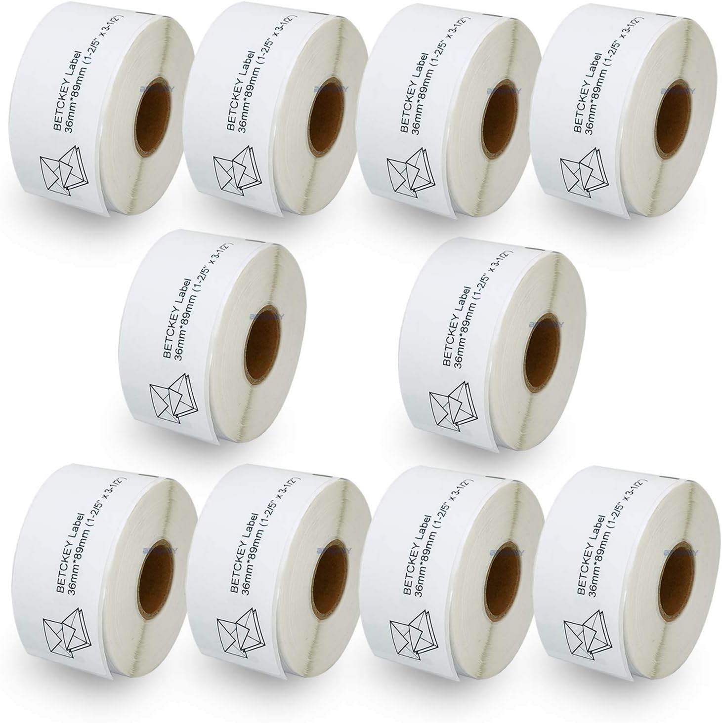 BETCKEY, 10 Rolls 99012 Self-Adhesive Labels Compatible with DYMO S0722400, 36mm x 89mm