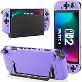 PAWDIARY [Upgraded Version] Purple Switch 2 Protective Case Skin, Hard PC Dockable Case Compatible with Switch 2 2025 Console, Slim Accessories Shell Easy to Docking