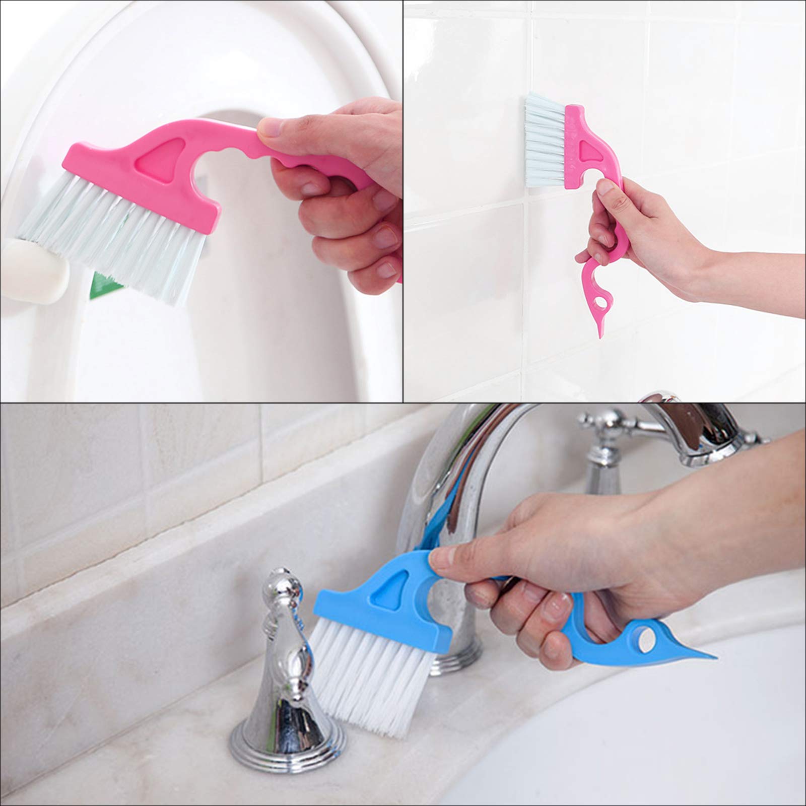 TAZEMAT 5 Stücke Nut Reinigungsbürsten Fenster Gap Groove Reinigungsbürste mit Transparenter Haken Reinigungsbürsten für Türen Fenster Jalousie Klimaanlage Tastatur