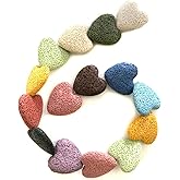 Heart-Shaped Colored Lava Stone Beads Loose Beads Rock Beads Volcanic Gemstone for Earrings Bracelet Necklace Jewelry Making (Mixed Colour, Small)
