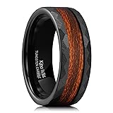 King Will 8mm Mens Black Wood Tungsten Carbide Ring