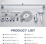kisimixer Thermostatic Shower Mixer with Adjustable Riser Kit Chrome view 6