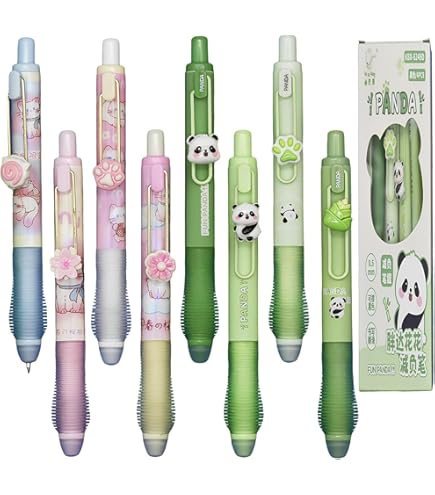Temiary - Bolígrafos De Gel Retráctiles Borrables, Para Quitar Errores, 8 Bolígrafos Y 10 Recambios, Bonito Bolígrafo Con Borrador, Punta Fina De 0,5 Mm, Bolígrafos Estéticos Para Escribir Crucigramas