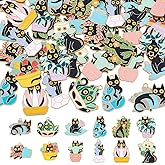 CRAFTYMELODY 48Pcs 12 Style Alloy Enamel Halloween Cat Charms Cute Cat Charms Mixed Color Small Enamel Dangle Kitty Charm Bulk for Halloween DIY Necklace Bracelet Earring Jewelry Craft Decoration