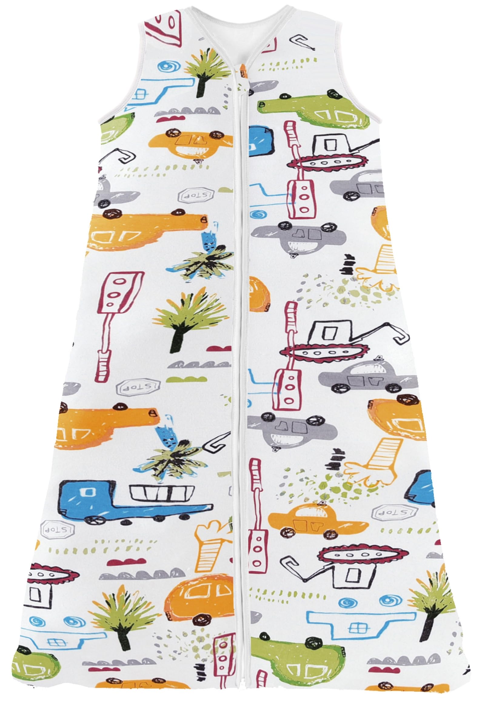 Chilsuessy Baby Sleeping Bag for Summer 100% Cotton 0.5 Tog, Infant Sleeping Bag Unisex Wearable Blanket Sleeping Sack for Toddler, Cartoon vehicle, 130cm/4-5 T