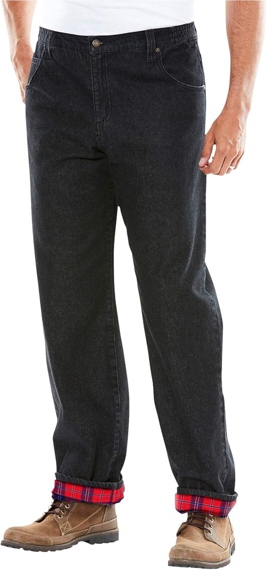 Tall Flannel-Lined Side-Elastic Jeans 
