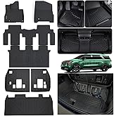 LJWAITO Floor Mats & Cargo Liners for 2025 KIA Carnival Hybrid 8 Seats（Not Fit Pure Fuel） Upgrade Trunk Mat with Backrest Mat (NOT fit Prestige Models) All Weather Car Floor Liners Accessories