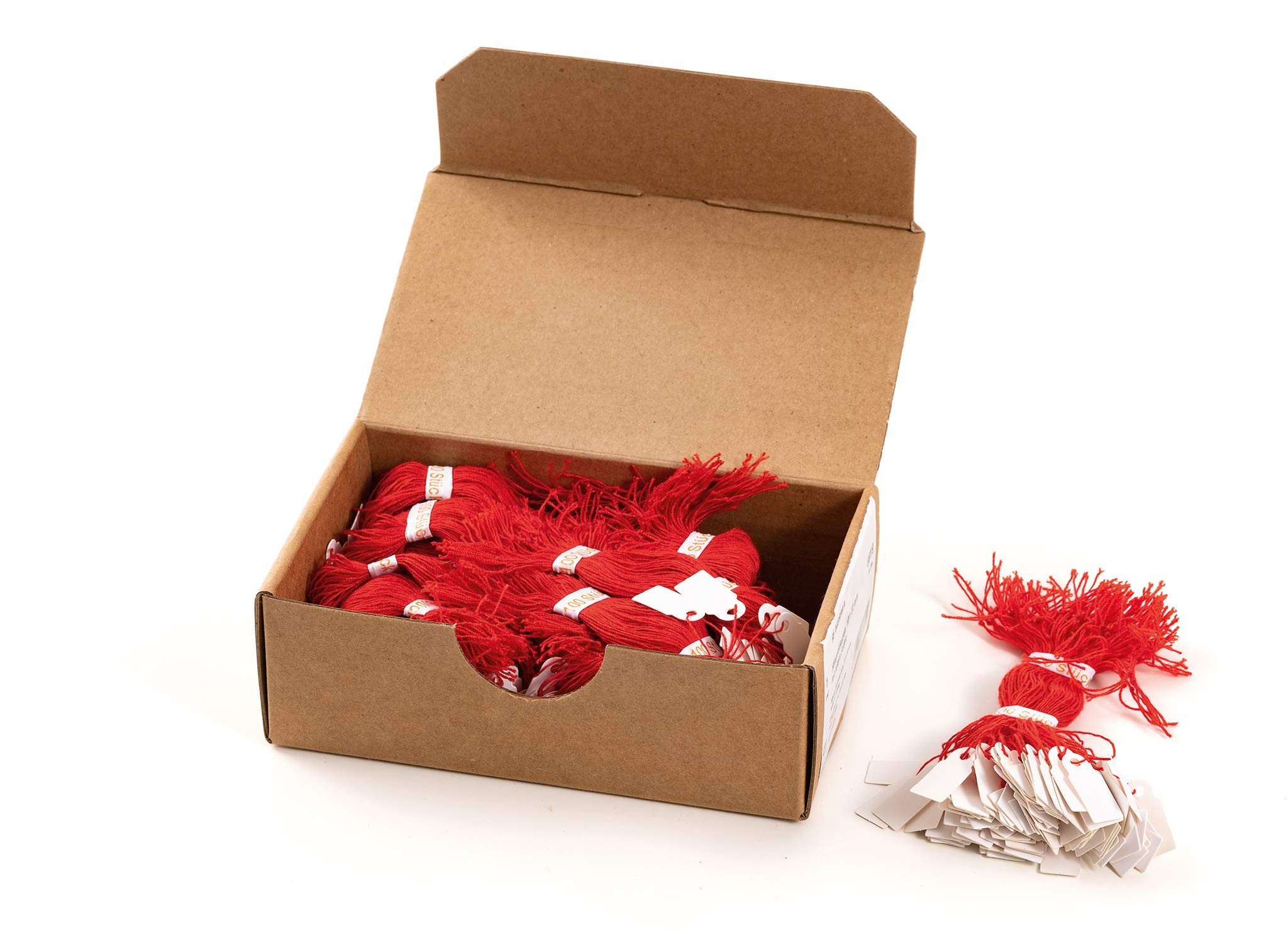 HERMA Hanging Tags with Red Thread, 1000 Pieces, 10 x 22 mm, Thread Length approx. 8 cm, Mini Cardboard Price Tags, Marking Labels, Writable Tags, White