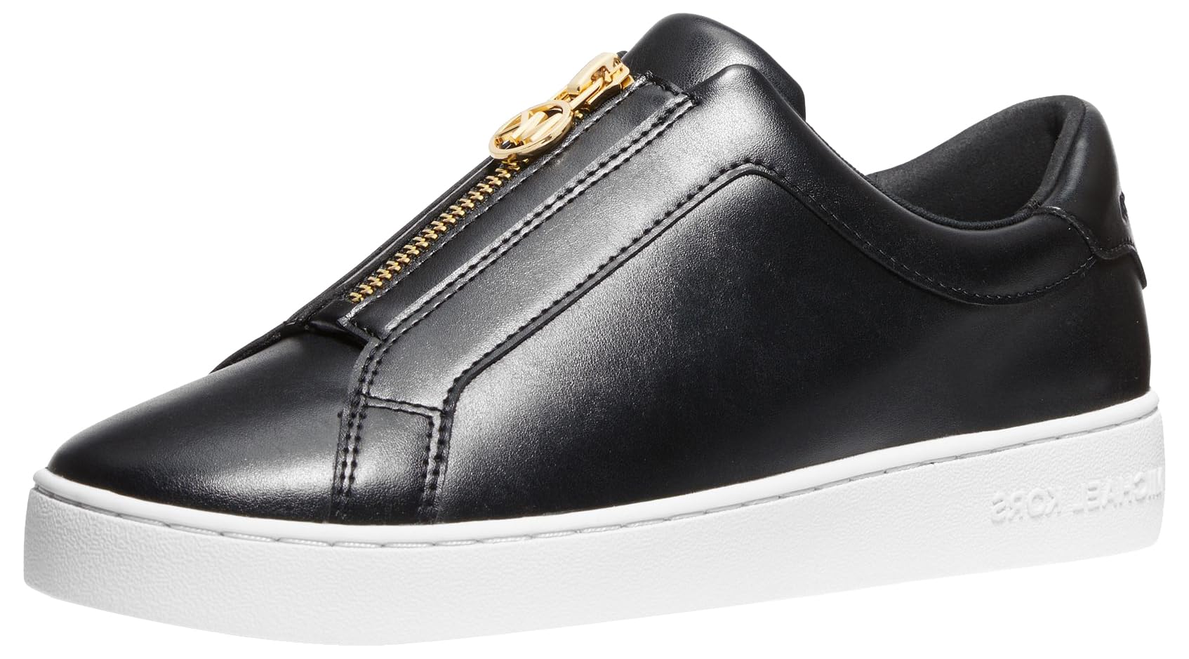 Michael Kors Women’s Keaton Zip Slip On Sneaker Lace Up, Black, 8.5