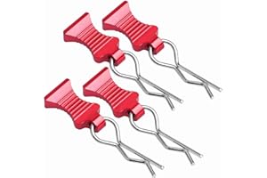 CRAZYHOBBY 1/10 RC Car Body Clips Pins with Pull Tabs R Clips for All 1:10 1/12 Scale Axial Redcat HPI Himoto HSP Exceed RC Car Parts Truck Buggy Shell Replacement, Set of 4 (Red)