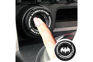 EPOCHHIKE Rotary Push Start Button Cover, Batman Style Suitable for Car Accessories Engine Start Stop Button Cover, Car Stickers Interior Decor, Motorcycle Ignition Key Switch Cover (Black)