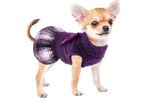 SEBAOYU Fleece Dog Dress for Small Dogs, Winter Fall Dog Clothes, Warm Fleece Puppy Sweater Chihuahua Yorkie Clothes Outfit, XXS~M, Pet Cat Sweater (Small)
