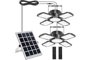 Aqonsie Solar Shed Light Indoor Outdoor, 176LED Solar Powered Pendant Light Daytime Available, Dual Lamps Motion Sensor Indoor Light with 5 Lighting Modes & Remote for Shed, Gazebo, Barn, Garage, Shop