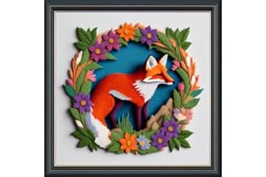Funxvoot Stamped Cross Stitch Kits Beginners Full Range of Embroidery Starter Kits for Adults Printed Cross Stitching DIY kit (Colorful wreath fox 17.7x17.7 inch)