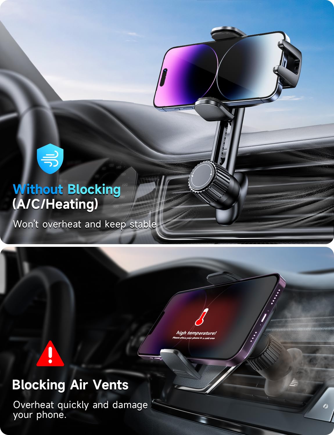 Handyhalterung Auto Handy Halterung Autohalterung: Universale Lüftung Handyhalter, EIN-Knopf-Release & 360 Grad Vent KFZ Halterung für iPhone 16/15/14/13/12 Pro Max Plus, Samsung, Huawei, Xiaomi, usw 2