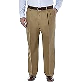 Haggar Men's Premium No Iron Khaki Classic Fit Pleat Front Pant (Regular and Big & Tall Sizes)