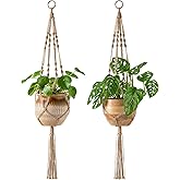 Mkono 2 Pack Macrame Plant Hangers Indoor Hanging Planter Basket Decorative Flower Pot Holder Jute Rope for Indoor Outdoor Ho