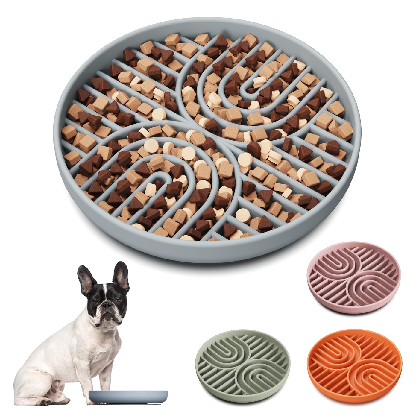 Photo 1 of AXEFUN Slow Feeder Dog Bowls, Silicone Slow Feeder for Dogs & Puppies, Dog Puzzle Bowl with Suction Cup for Anxiety Relief, Slow Eating, Dishwasher Fit, for All Breed, Grey