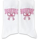 NQDWX Pink Heart Bride Socks Collection – Bride & Team Bride Embroidered Wedding Socks for Women, Bachelorette Party Gifts