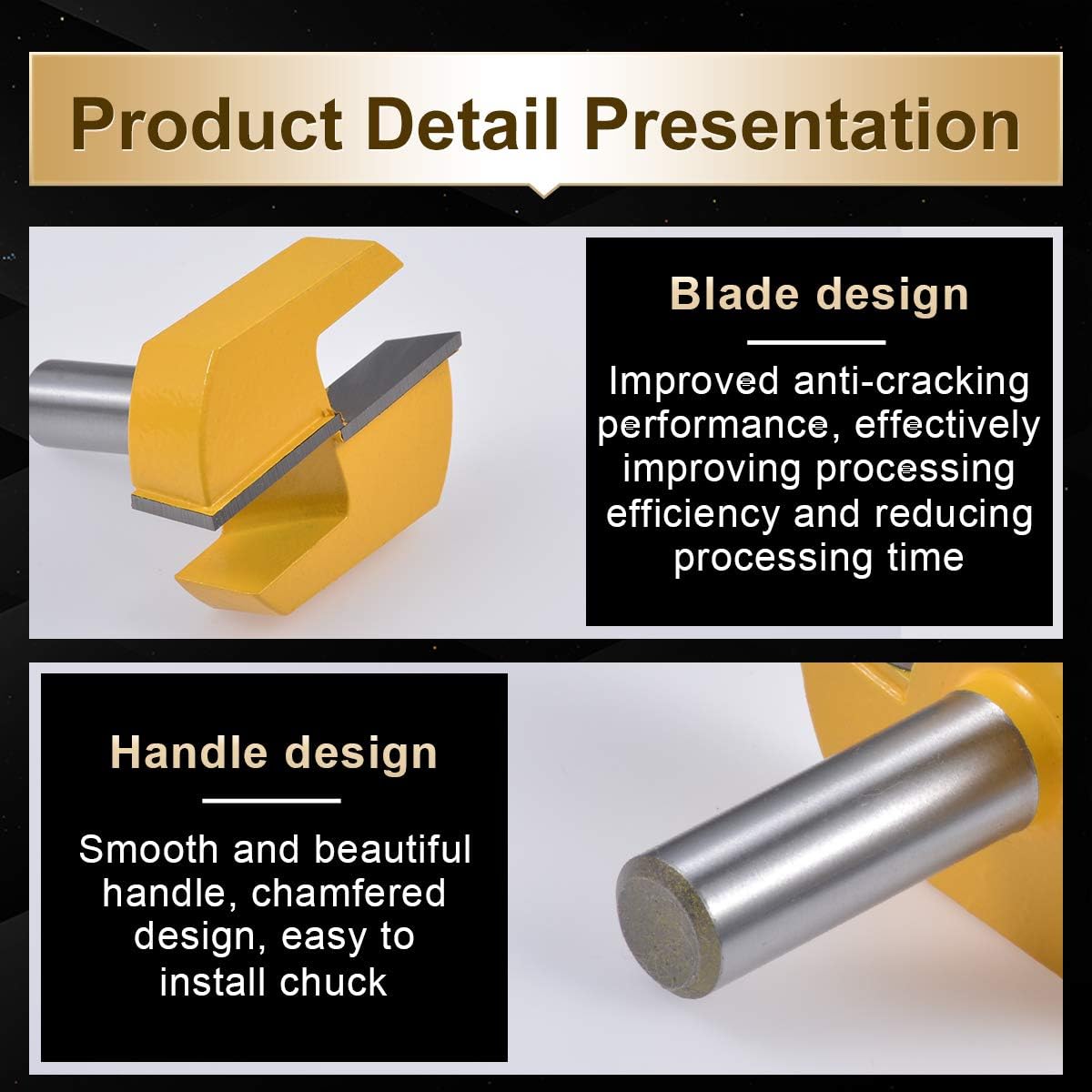 KATUR Bottom Cleaning Router Bit 1/2 Inch Shank, Double Flute Carbide Tipped Surface Planing Cleaning Bottom Router Bit - Image 5