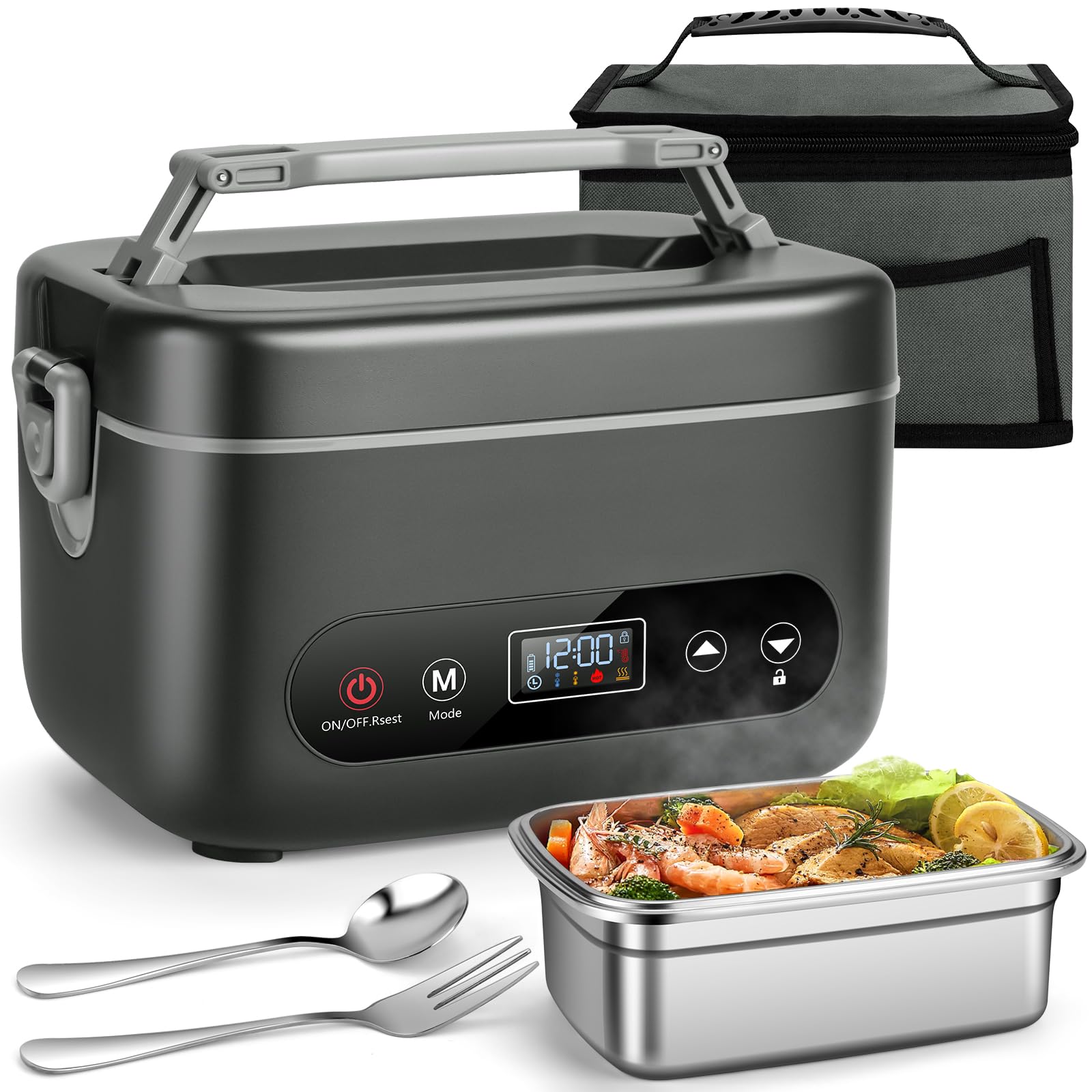 Photo 1 of THZDMI 1.2L Cordless Electric Lunch Box – 20000mAh Rechargeable Portable Food Warmer with 5-Sided Heating, Auto Temperature Control, Leakproof & BPA-Free – Perfect for Office, Truck, Outdoors Black