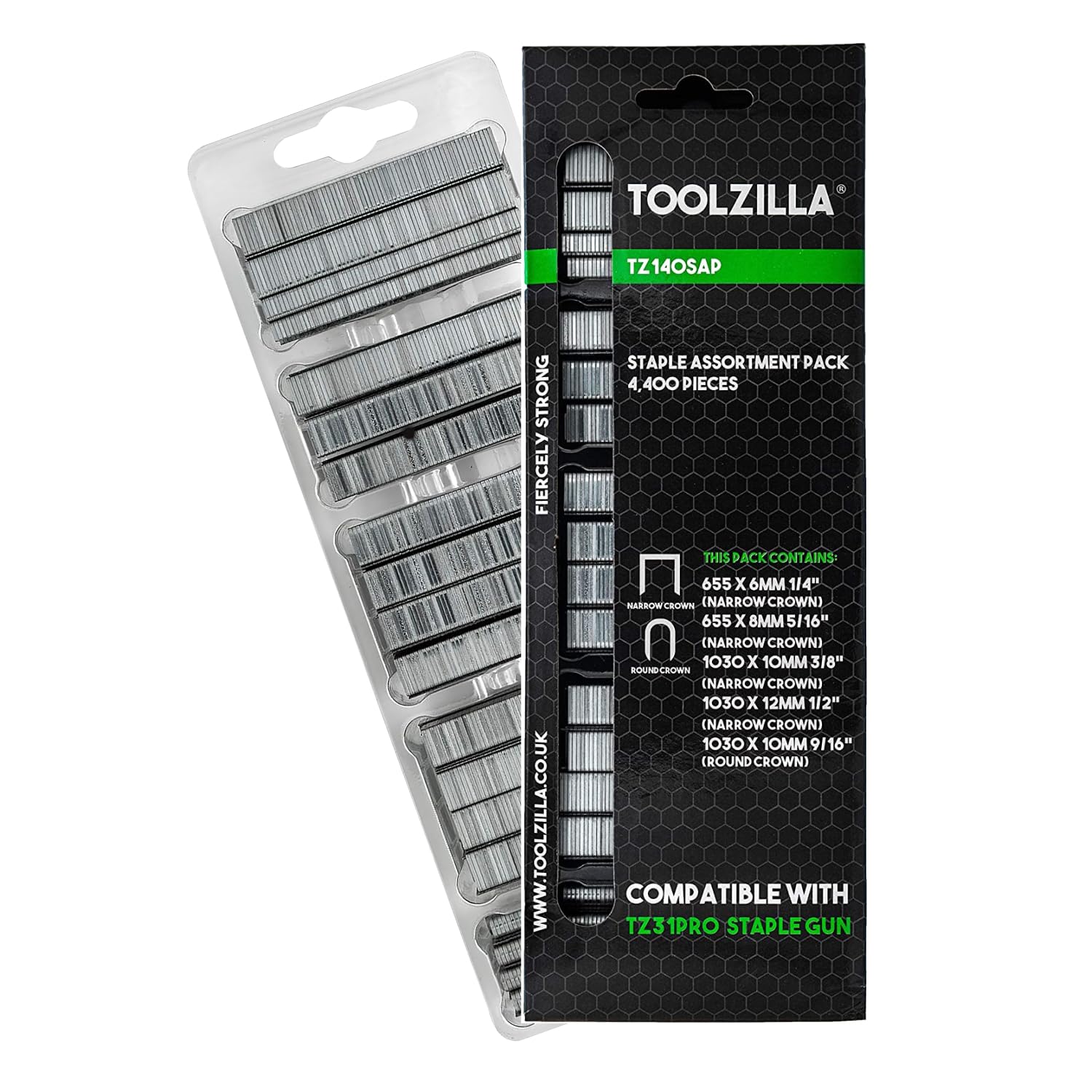 TOOLZILLA Heavy Duty Staple Assortment Pack for Staple Gun (Pack of 4,400)