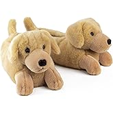 Everberry Yellow Labrador Slippers for Women and Men - Fuzzy Plush Dog Slippers for Adults