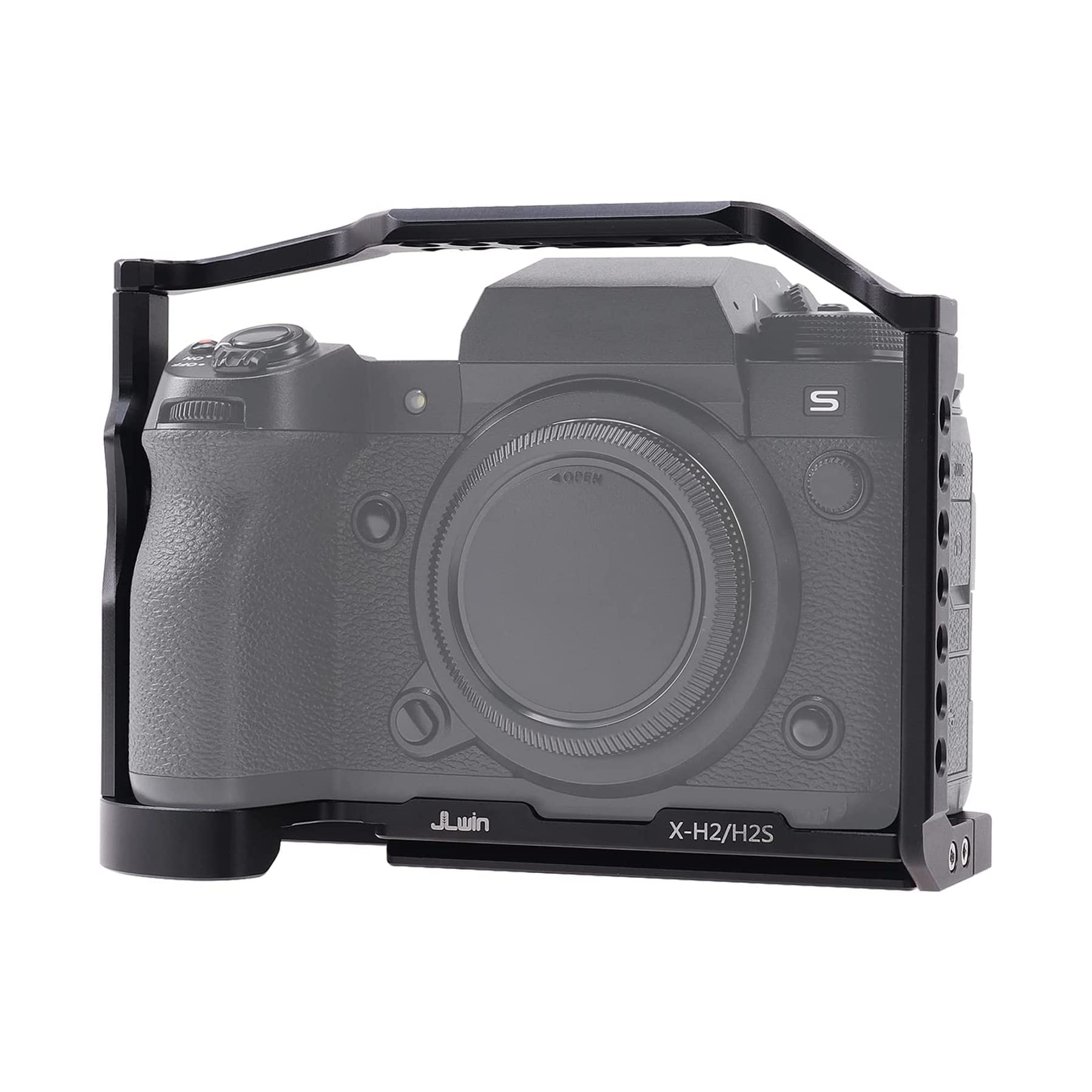 Hersmay Aluminium Alloy X-H2 X-H2S Cage Camera Cage for Fujifilm X-H2 & X-H2S Mirrorless Digital Camera Housing, Camera with NATO Rails, Quick Release Plate for Arca