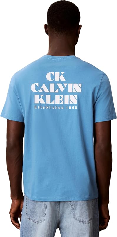 T-Shirt Graphique SS 30S EU CK Resort LV04RG802G pour Homme, Vert (Vapeur Bleue), Taille S