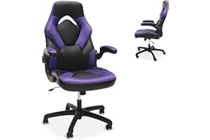 RESPAWN 3085 Ergonomic Gaming Chair for Adults, High Back Office Chair with Headrest and Flip Up Arms, Leather Racing Style Gaming Seat with Lumbar Support, Video Game Computer Desk Seat - Purple