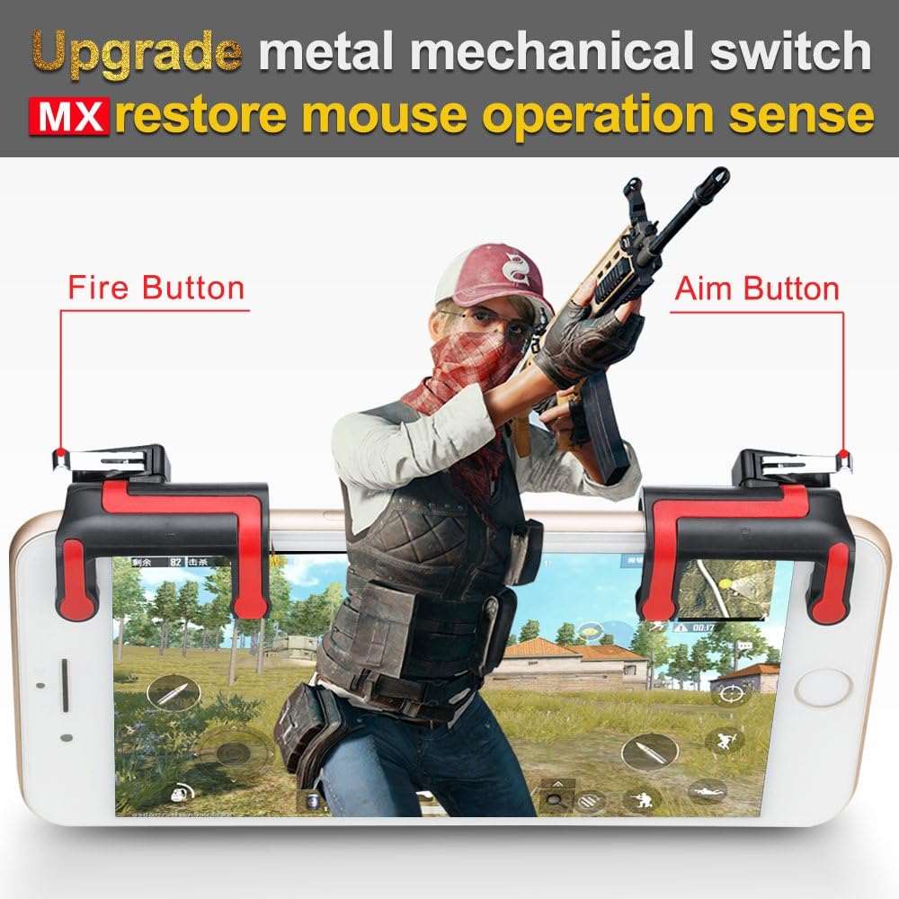 Yimaler Mobile Game Controller PUBG Upgrade Version Mechanical Fire and Aim L1R1 Trigger Buttons for PUBG Mobile Knives Out Rules of Survial