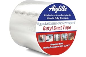 Aiglille Butyl Seal Tape 4" W X 33'L, Leak Proof Waterproof Butyl Duct Strip for RV Repair, Window, Boat Sealing, Glass, Sun Room, Glazed Tile, Roof Patching, Silver