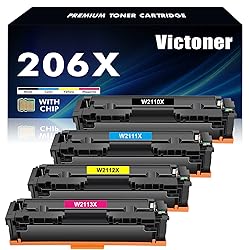 206X Toner Cartridges 4 Pack High Yield Set 206A