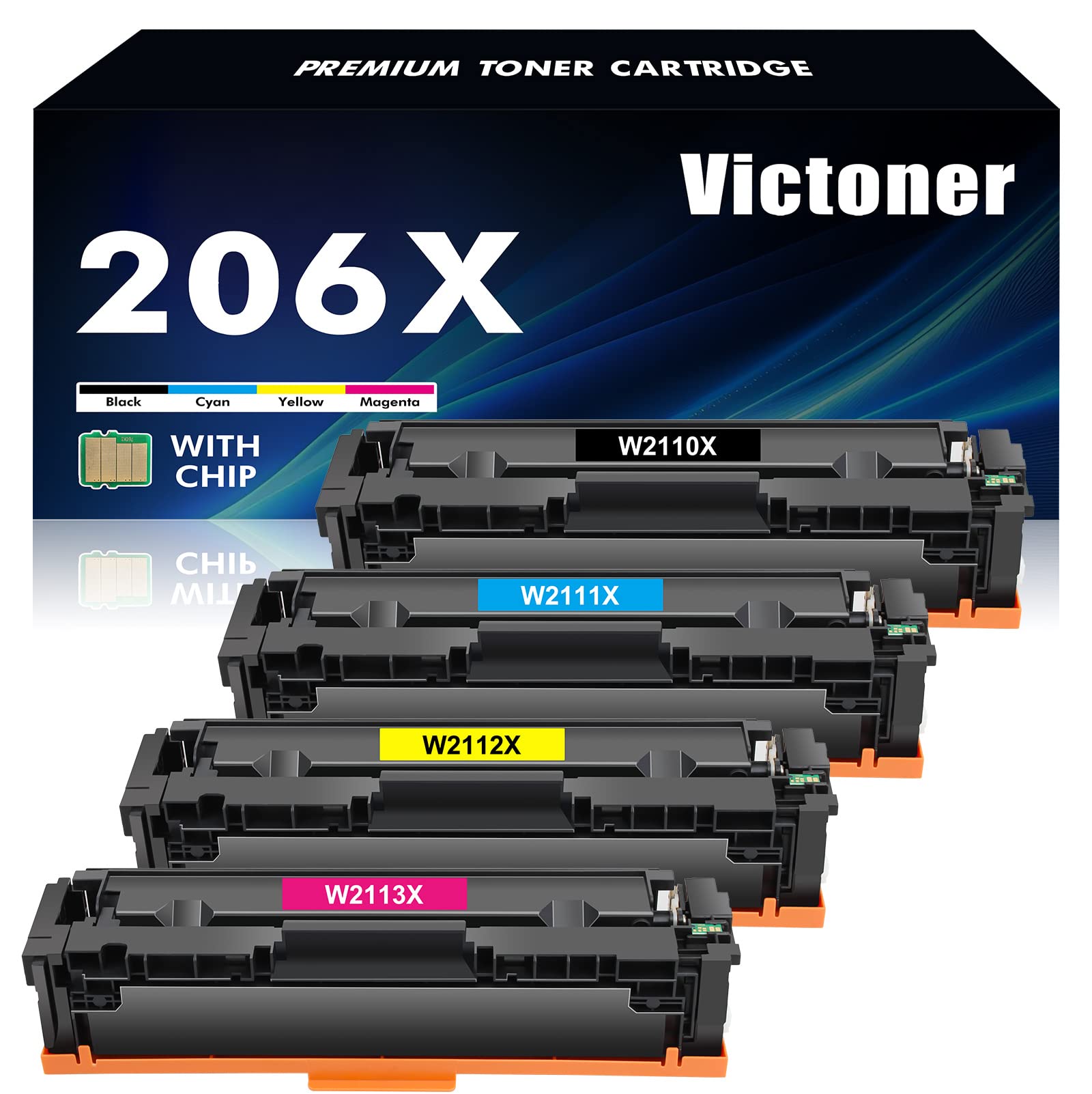 206X Toner Cartridges 4 Pack High Yield Set 206A